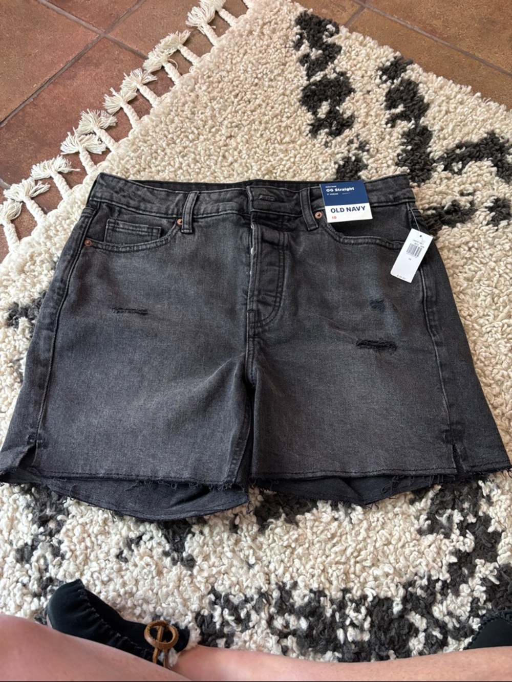 Old Navy Black Washed Distressed Denim Shorts
